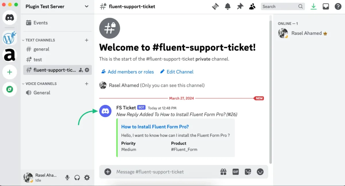 Discord support ticket form