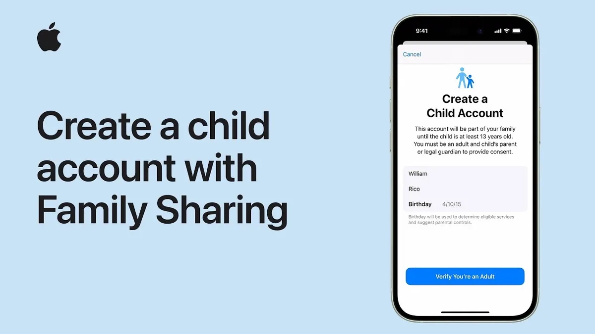 Family Sharing child device screen