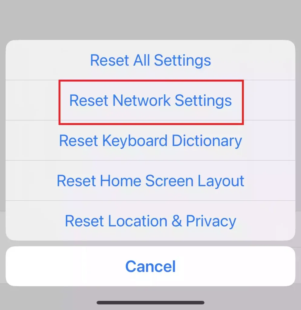 how to reset network settings on iphone