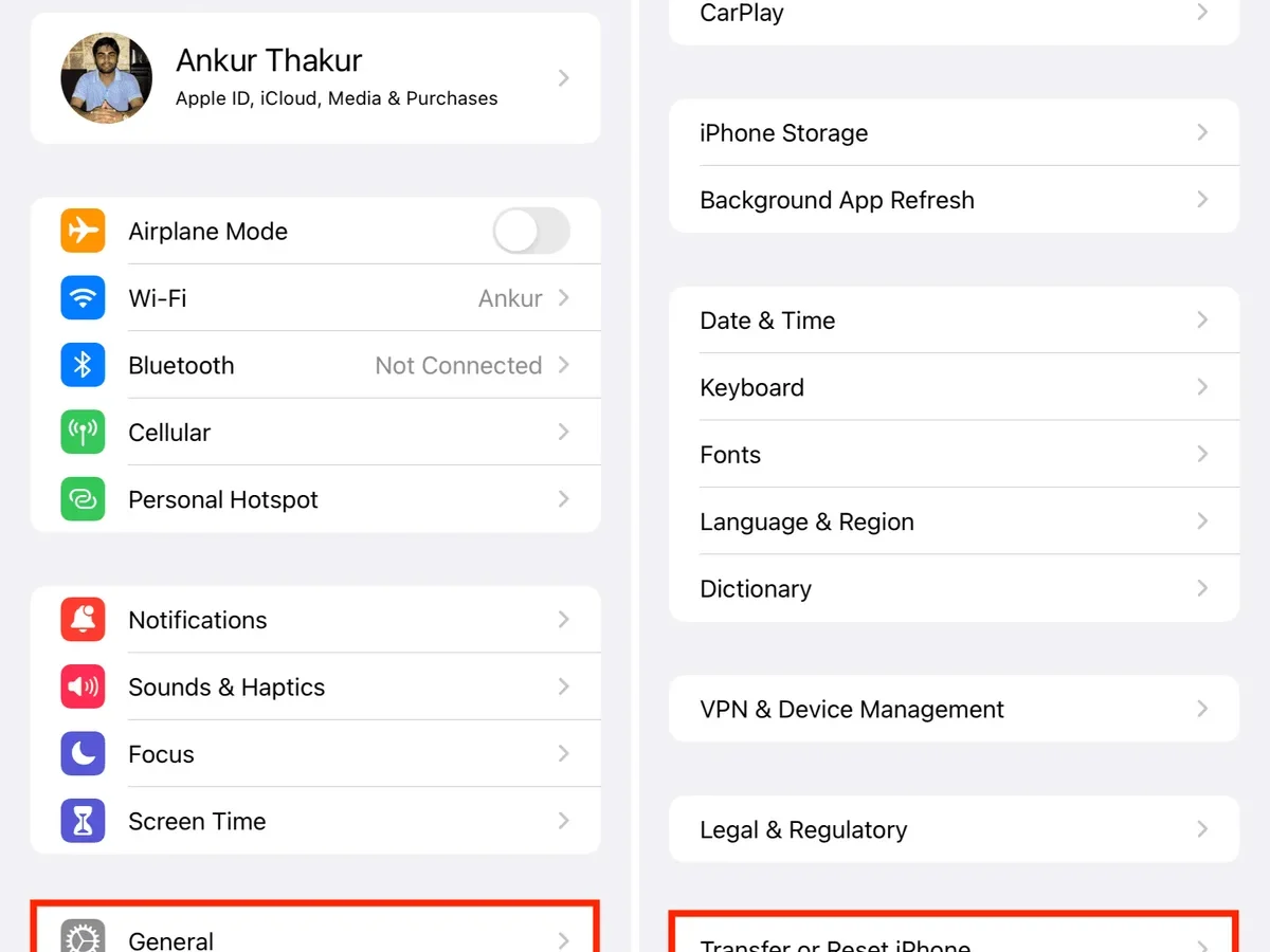 reset vs erase all content and settings